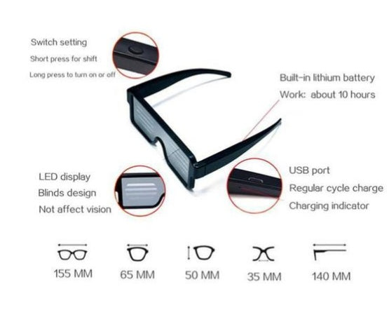 Led Luminous New Holiday Multi-function Display Glasses Kids Gym From House