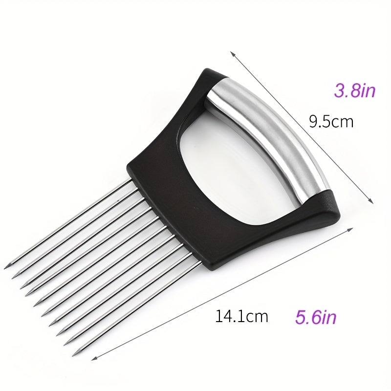 Onion Slicer Holder, Onion Holder For Slicing, 304 Stainless Steel Onion Slicer Cutter, Lemon Holder Slicer, Creative Onion Slicer Holder, Onion Slicer Cutter For Steak Tendons, Household Gadget, Kitc Kitchen DealSniper.net Black