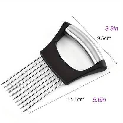 Onion Slicer Holder, Onion Holder For Slicing, 304 Stainless Steel Onion Slicer Cutter, Lemon Holder Slicer, Creative Onion Slicer Holder, Onion Slicer Cutter For Steak Tendons, Household Gadget, Kitc Kitchen DealSniper.net Black