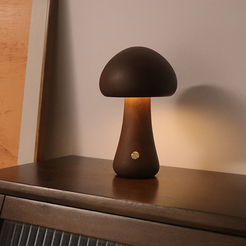 INS Wooden Cute Mushroom LED Night Light Home Decor DealSniper.net A Walnut color 2.4W