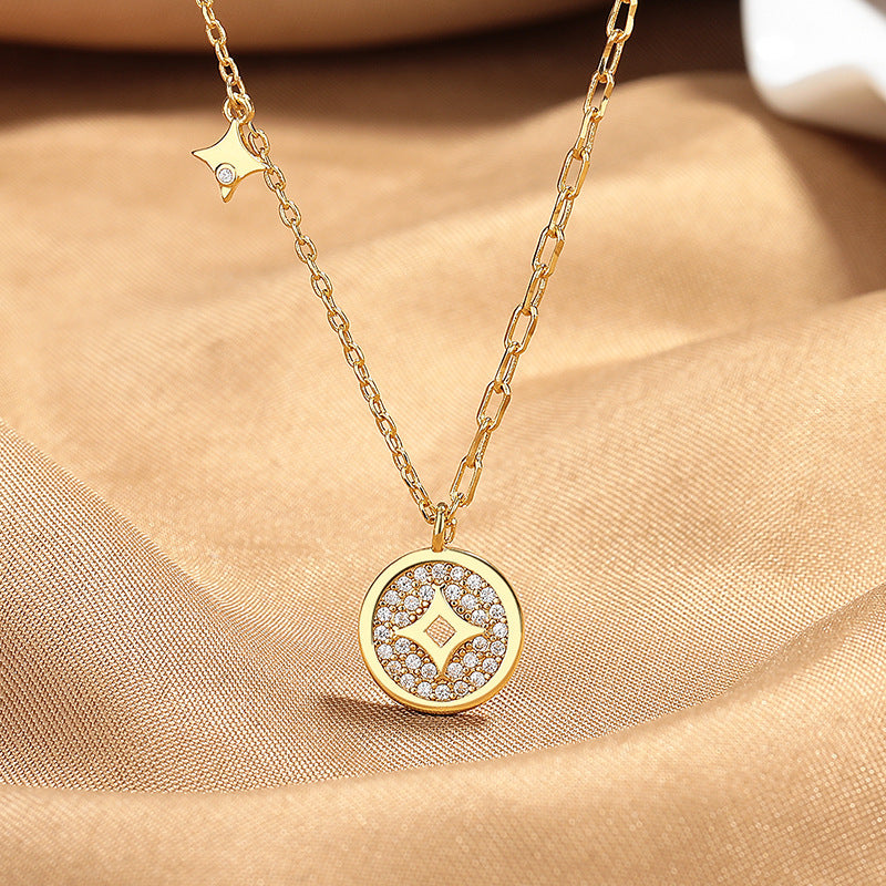 High-grade New Chinese Style Copper Coin Necklace Jewelry dealsniper-net Gold