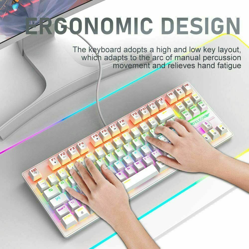 60Percent Mechanical Gaming Keyboard Type C LED Backlit Wired 88 Key For PC Laptop MAC Gadgets dealsniper-net