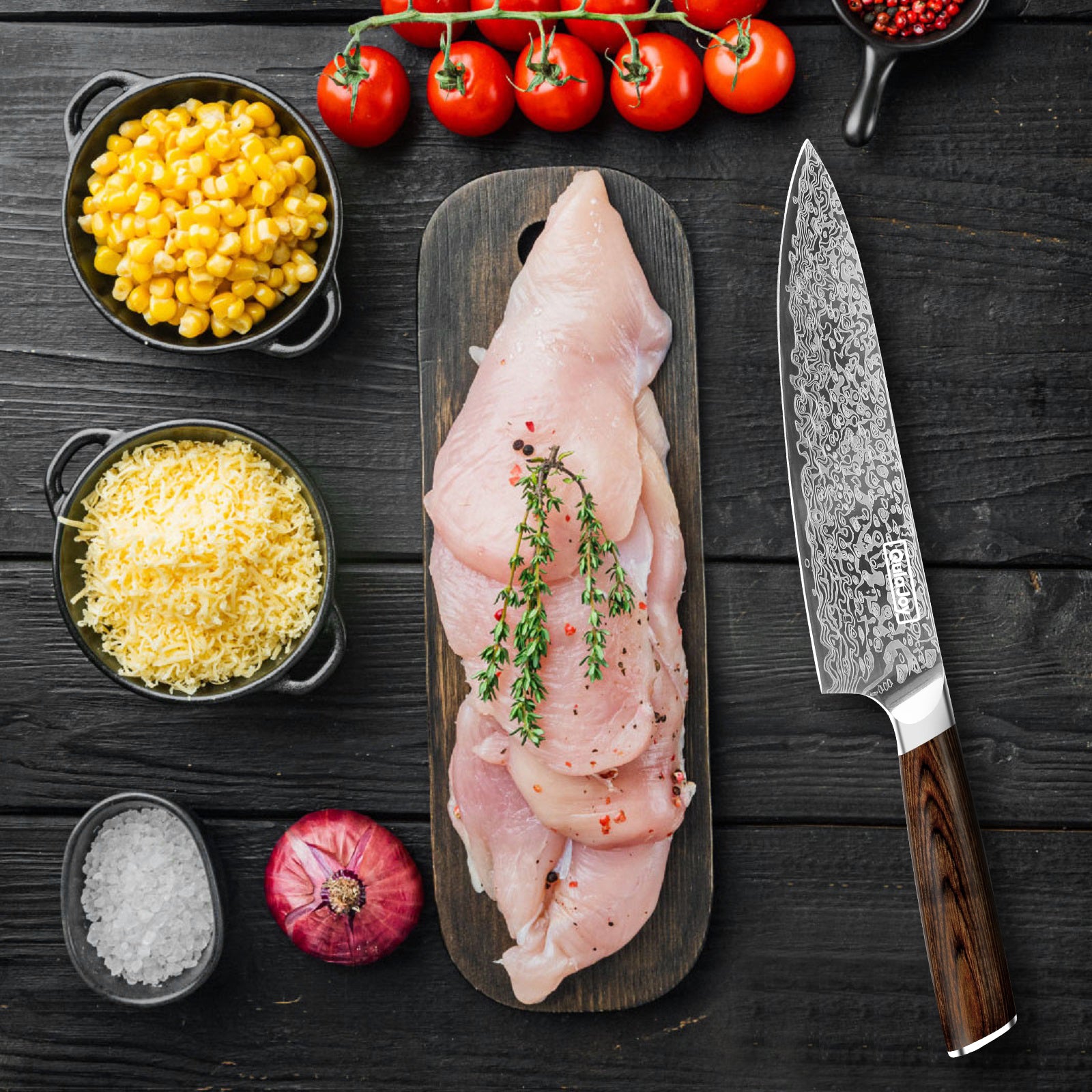 Qulajoy Japanese Chef Knife Kitchen Knife High Carbon German Steel Cooking Knives Damascus Pattern Japanese Knife With Ergonomic Handle For Home Kitchen Outdoor Kitchen DealSniper.net