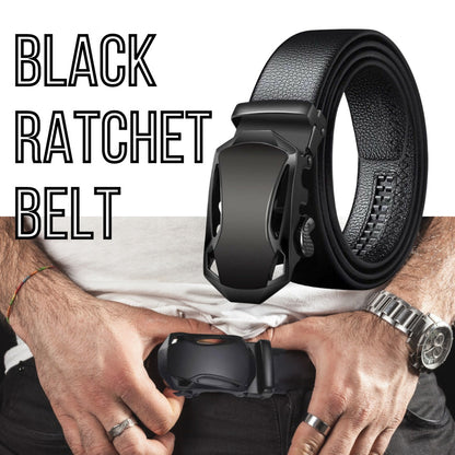 Microfiber Leather Ratchet Belt Adjustable Automatic Buckle Black Belts For Men Men dealsniper-net