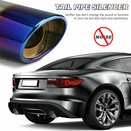 Car Exhaust Pipe Tip Rear Tail Throat Muffler Stainless Steel Round Accessories Vehicle dealsniper-net