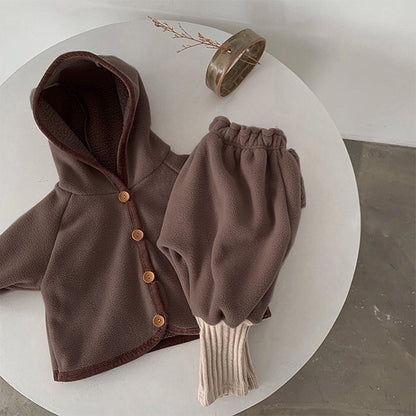 Baby Clothing Fur Lining Infant Suit Hoodies Coat Kids DealSniper.net Coffee 66cm