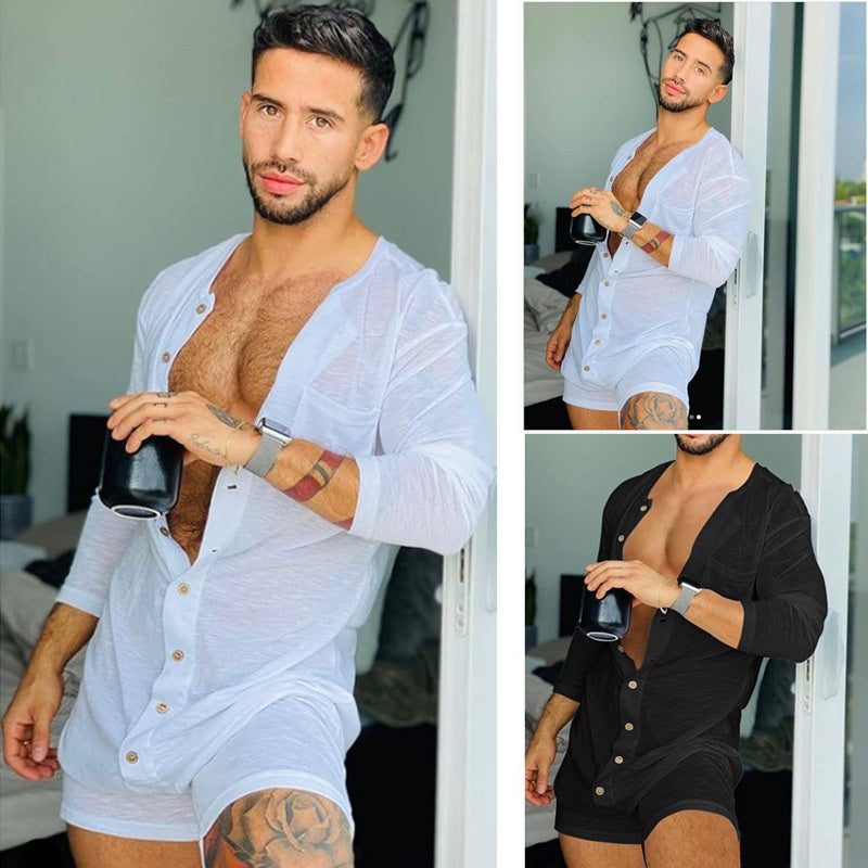 Pure Color Tight Jumpsuit New Homewear Men Gym From House