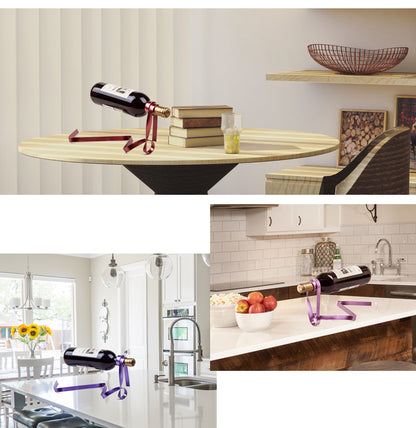 Metal Ribbon Suspension Decoration Creative Balance Wine Rack Home Decor dealsniper-net