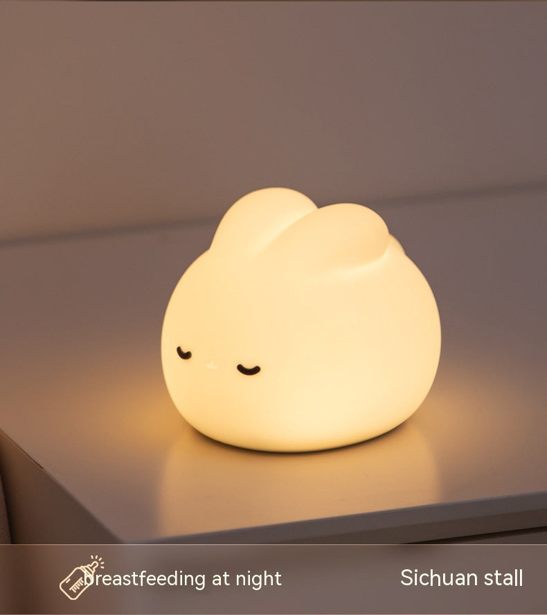 Simple Children Get Up Rabbit Silicone Sleeping USB Charging Night Light Home Decor Gym From House