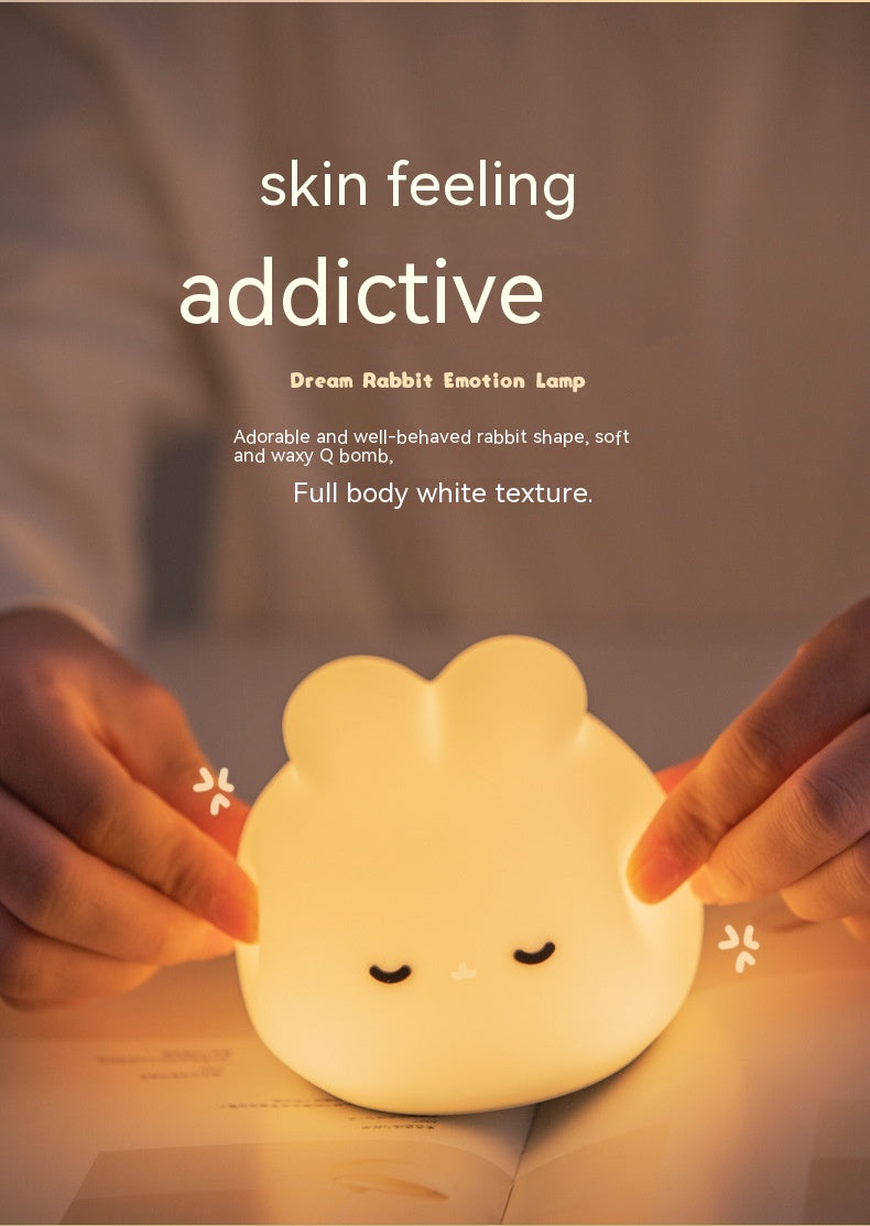 Simple Children Get Up Rabbit Silicone Sleeping USB Charging Night Light Home Decor Gym From House