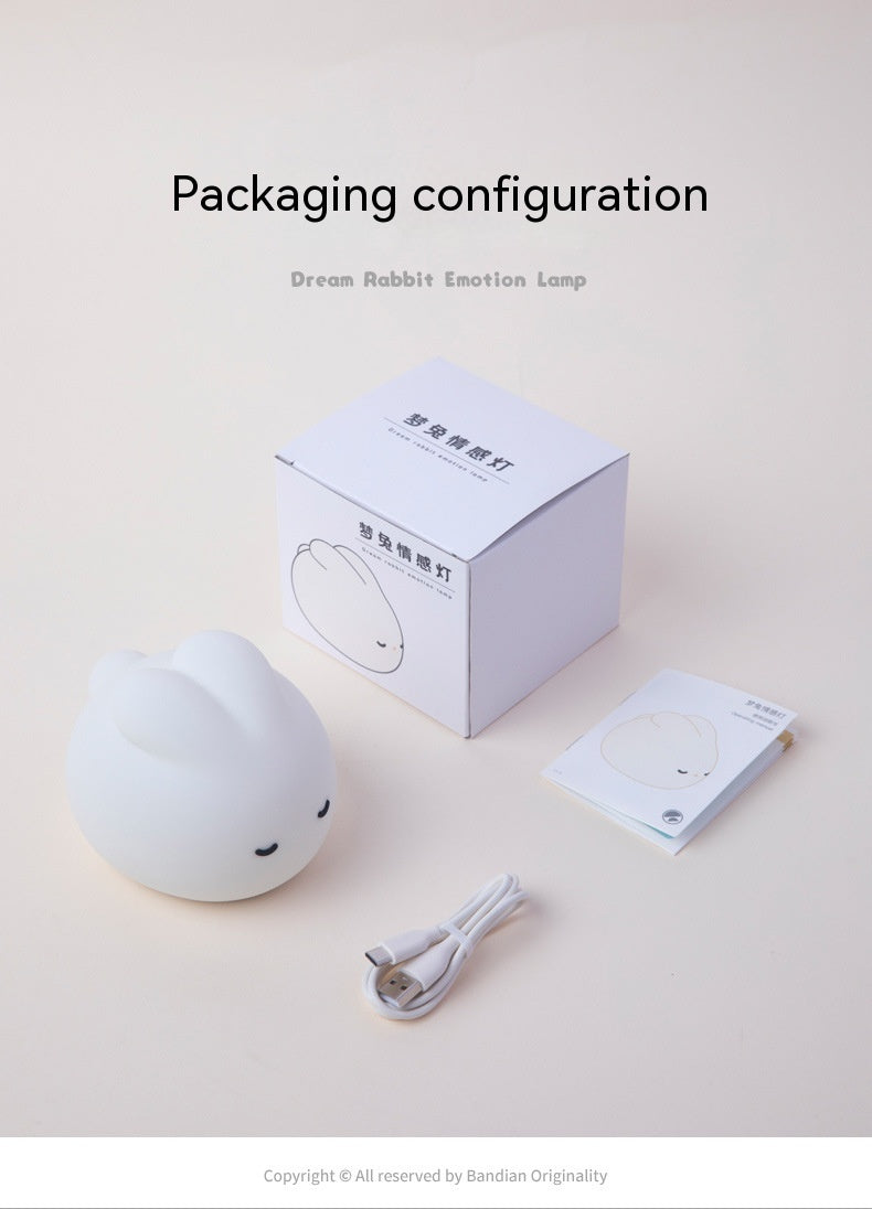Simple Children Get Up Rabbit Silicone Sleeping USB Charging Night Light Home Decor Gym From House