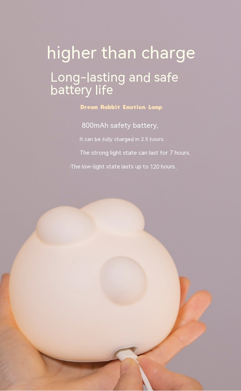 Simple Children Get Up Rabbit Silicone Sleeping USB Charging Night Light Home Decor Gym From House