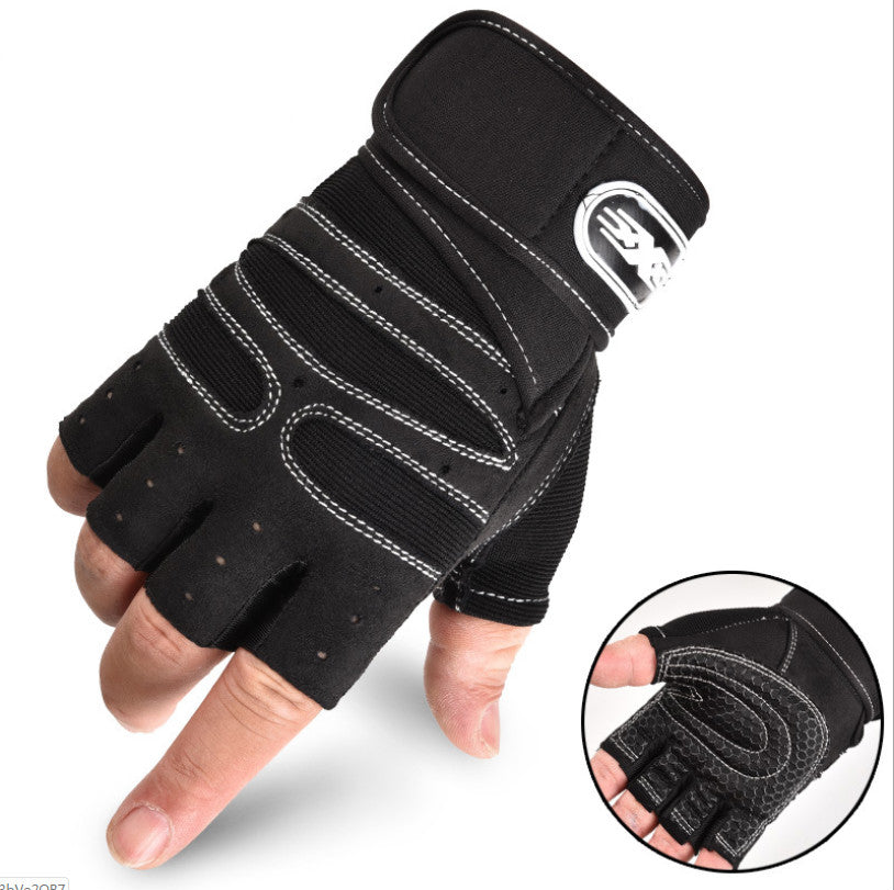 Cycling Gloves Half Finger Breathable Elastic Outdoor Bike Bicycle Riding Fitness Glove Accessories Men DealSniper.net White and black L