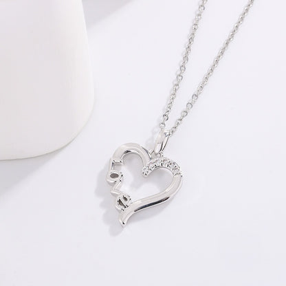 Creative Heart Design LOVE Titanium Steel Necklace LOVE Pendant Jewelry dealsniper-net White Gold Color