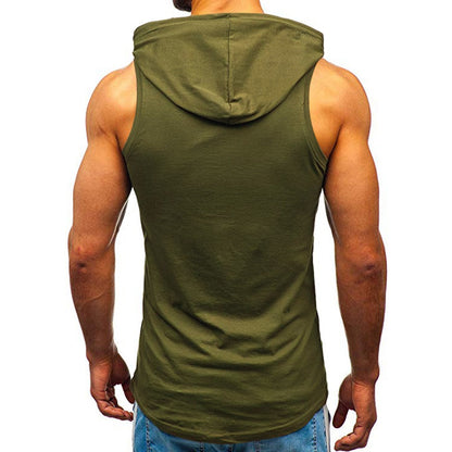 Men's Sleeveless Vest Letter Printed Hoodie Sports Tops Men dealsniper-net