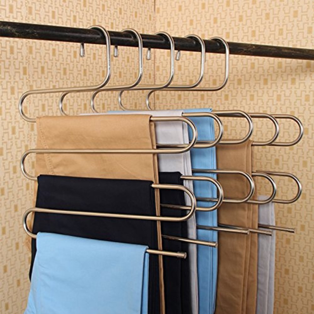 Magic non-slip s-type home pants rack