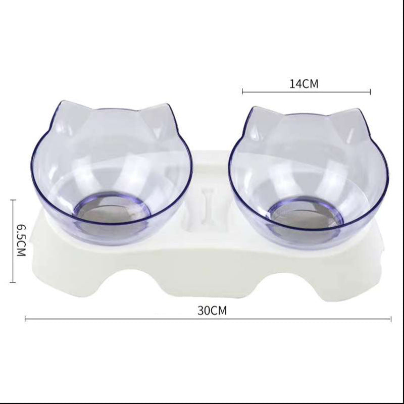Cat Double Bowl Cat Food Bowl Protects Cervical Vertebra Pets Gym From House Two clear white