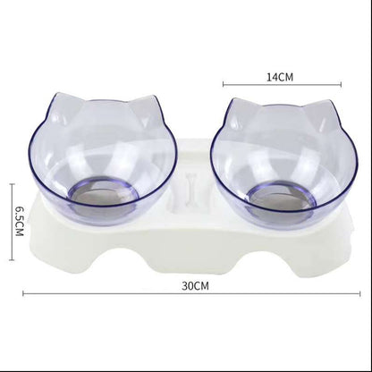 Cat Double Bowl Cat Food Bowl Protects Cervical Vertebra Pets Gym From House Two clear white
