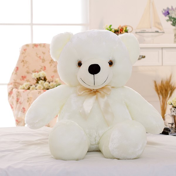 Creative Light Up LED Teddy Bear Stuffed Animals Plush Toy Kids dealsniper-net White 25cm