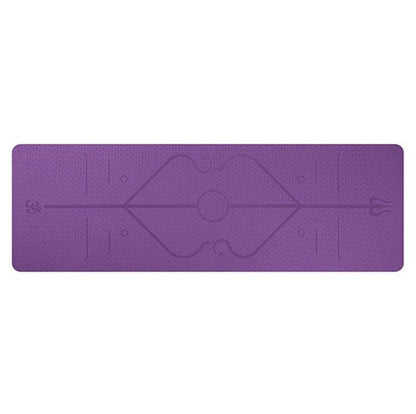 Non Slip TPE Yoga Mat Position Line Beginner Sports DealSniper.net Dark purple