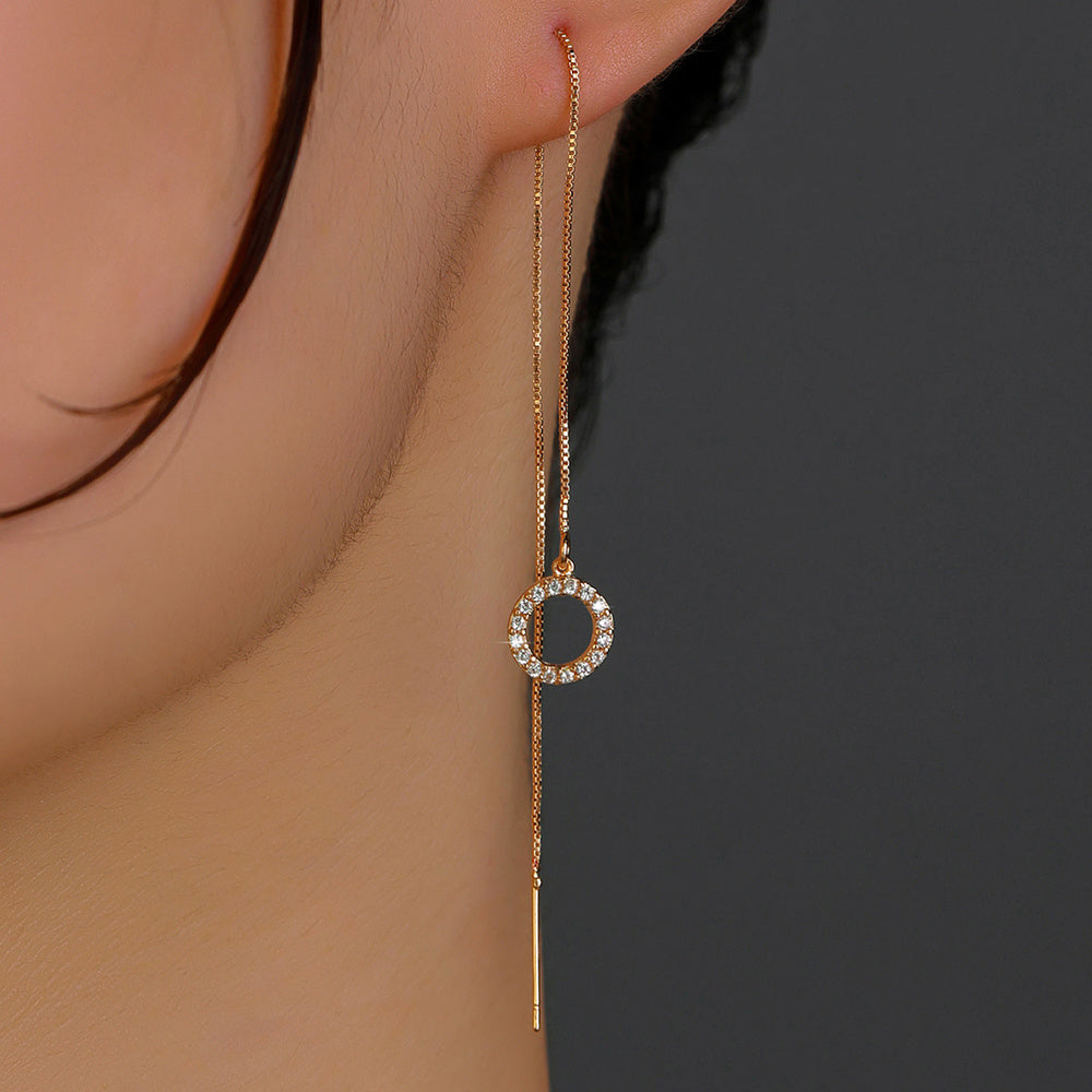 Gold Circle Long Tassel Ear Wire Jewelry dealsniper-net