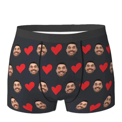Personalized Face Photo Underwear Boxer Briefs Men Men DealSniper.net Black 2XL