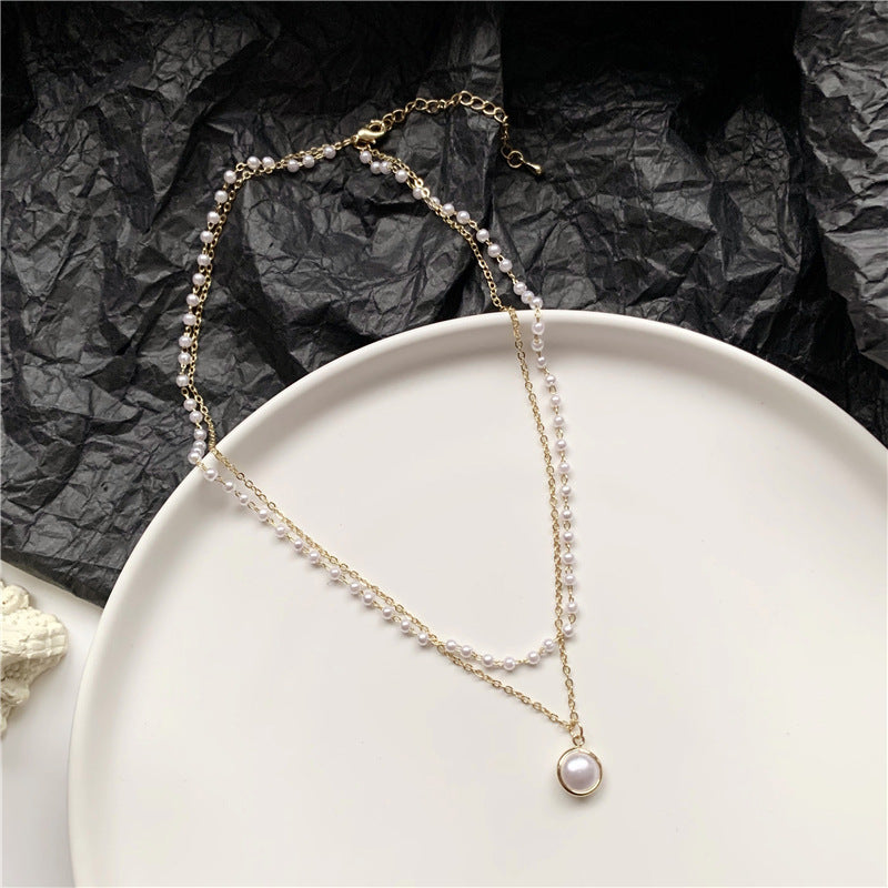 Ancient Stacked Double-layer Pearl Necklace Women Women dealsniper-net