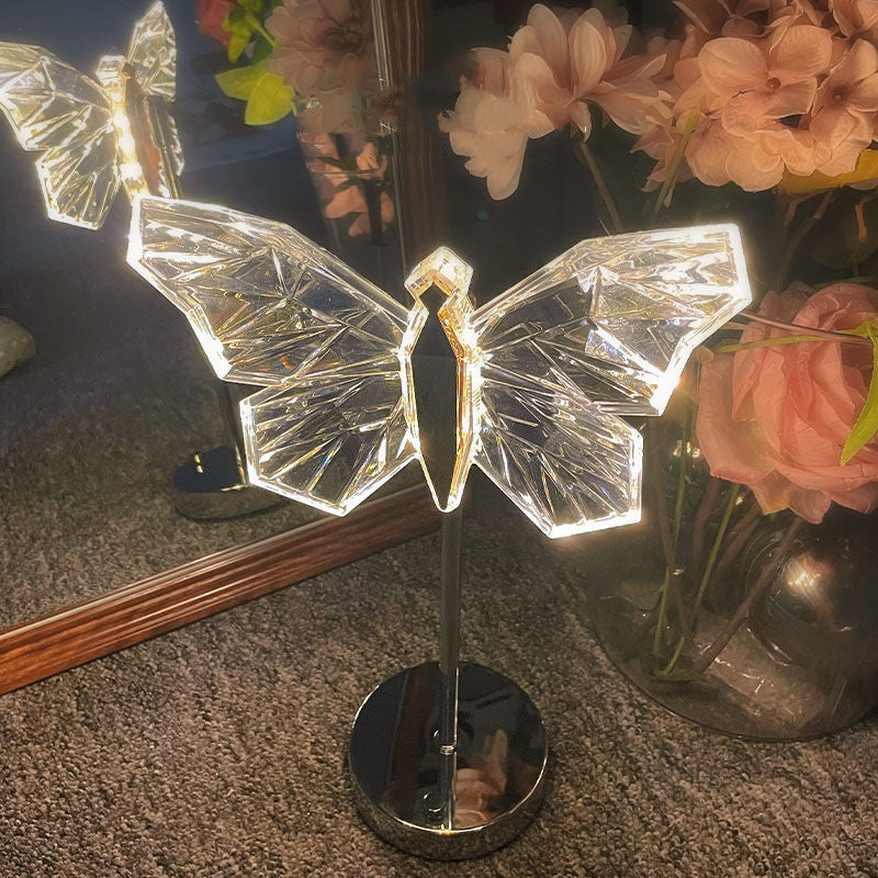 Crystal Butterfly Table Lamp Creative Bedroom Holiday Home Decor Gym From House Three Colors Rechargeable USB
