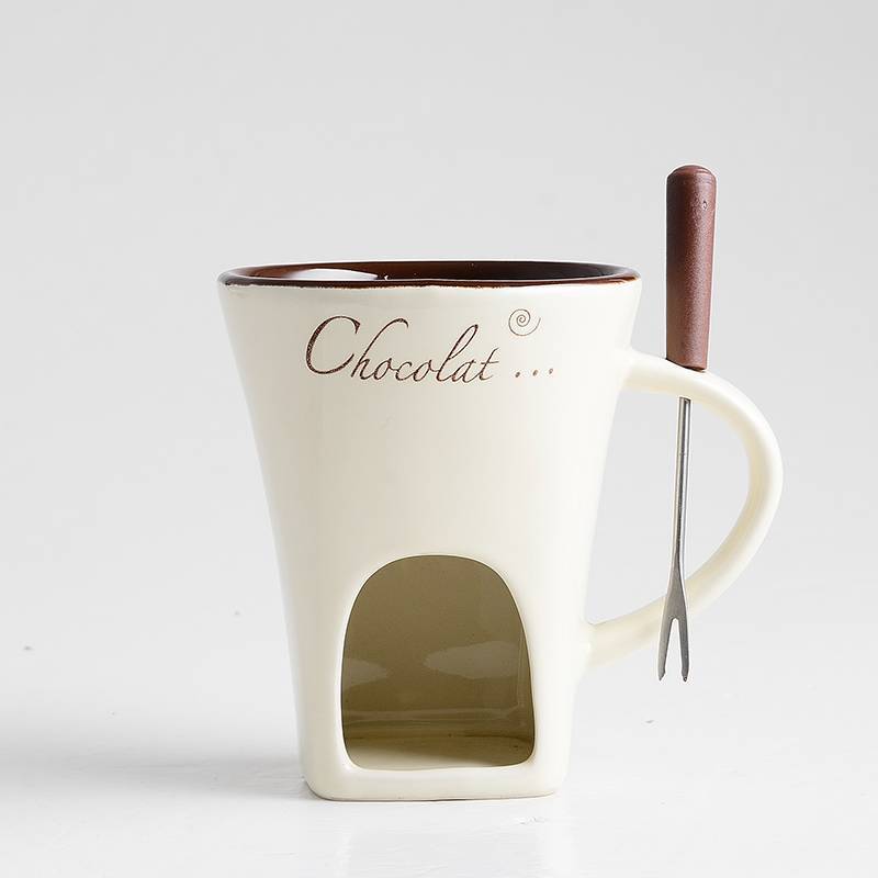Fondue Mug Set Personal Mini Fondue Pots Chocolate Kitchen DealSniper.net Beige