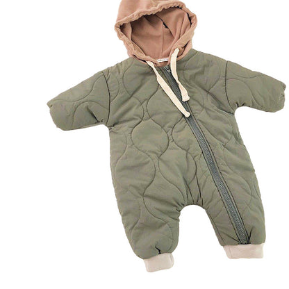 Baby Padded Quilted Kumpsuit Outing Clothes Kids dealsniper-net Army Green 66cm