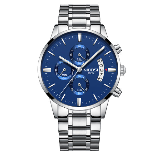 Men Watch Chronograph Sport Mens Watches Top Brand Men DealSniper.net Silver blue