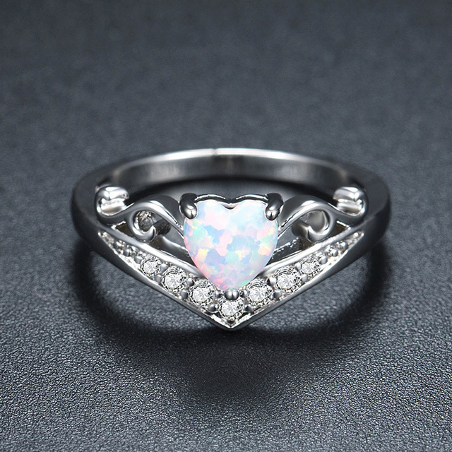 Heart shaped opal mother ring Jewelry DealSniper.net