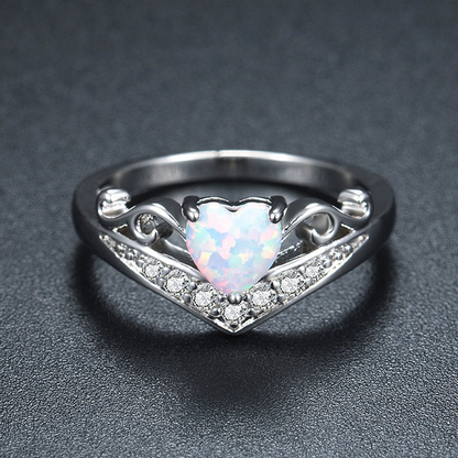 Heart shaped opal mother ring Jewelry DealSniper.net