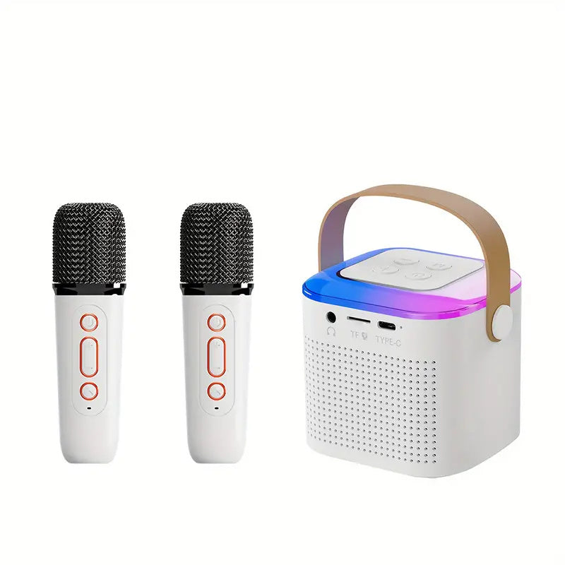 Microphone Karaoke Machine Bluetooth Speaker Gadgets DealSniper.net Y1 White Double Wheat