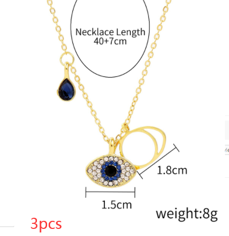 Diamond Demon Eye Necklace Female Jewelry dealsniper-net 1style 3PCS