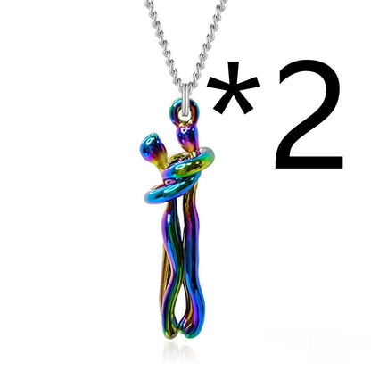 Affectionate Hug Necklace Couples Gift Fashion Pendant Necklace Jewelry dealsniper-net 2pcs Colorful L