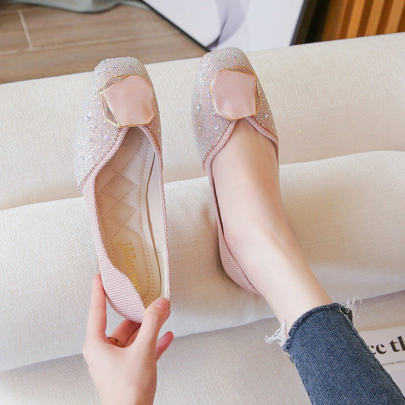 Soft Bottom Square Toe Flat Single Shoes Women Fashion Women DealSniper.net Pink 33