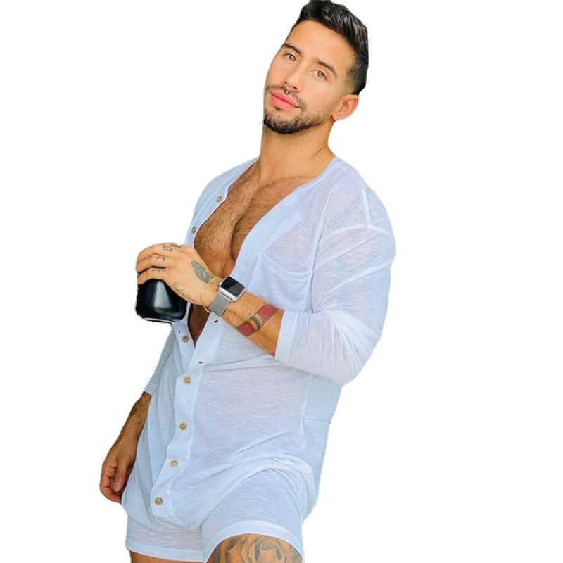 Pure Color Tight Jumpsuit New Homewear Men Gym From House