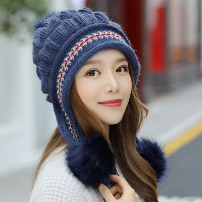 Cozy Knit Fleece-Feel Beanie With Ear Flaps & Pompom