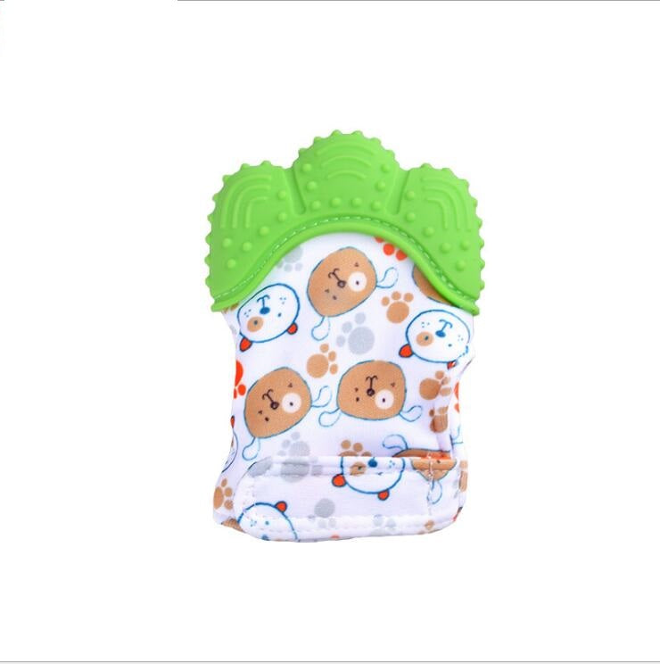 Baby teether baby anti-bite silicone molar gloves children's sound toys Kids DealSniper.net Green 2 style Q1pcs