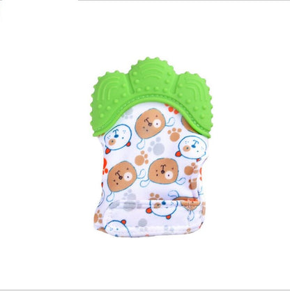 Baby teether baby anti-bite silicone molar gloves children's sound toys Kids DealSniper.net Green 2 style Q1pcs