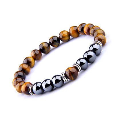 Explosion Style Yellow Tiger Eye Bracelet Fashion Simple Obsidian Alloy Separator Elastic Bracelet Jewelry dealsniper-net