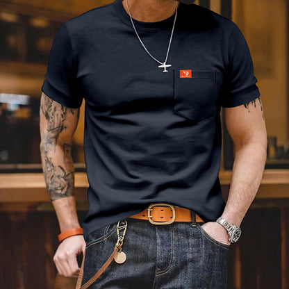 Plus Size Solid Color T-shirt Trendy Casual Short Sleeve Men Men Gym From House Navy Blue 3XL