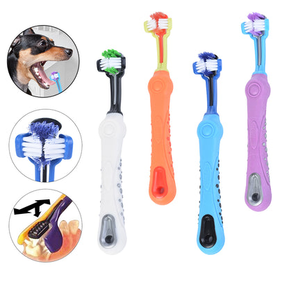 Three Sided Pet Toothbrush Dog Brush Bad Breath Tartar Teeth Care Pets Gym From House