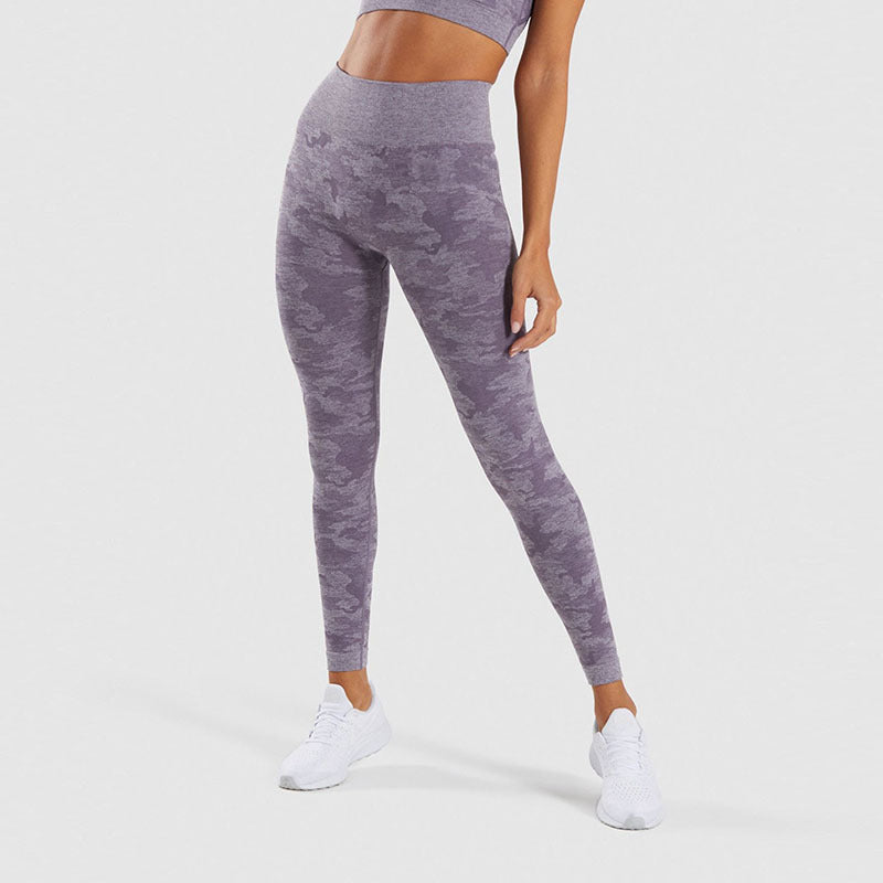 Camouflage yoga pants Women dealsniper-net Camouflage purple L