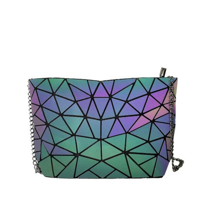 Luminous Makeup Bag Lattice Design Geometric Bag Women dealsniper-net I