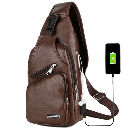 USB Portable Charging Chest Bag Messenger Bag Men dealsniper-net