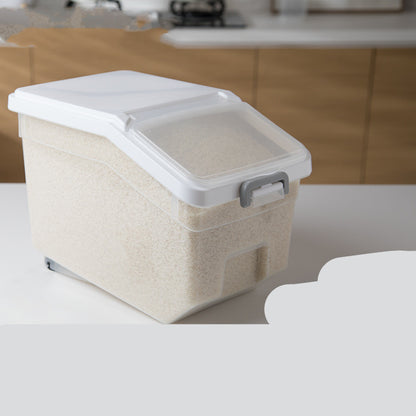 Kitchen Rice Bucket Household Sealed Rice Box 20 Kg Kitchen dealsniper-net Transparent white cover 25kg