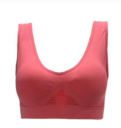 No steel ring hollow vent hole sports bra yoga Women DealSniper.net Red L