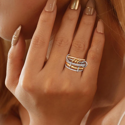Cross-Border New Product Stacked Cubic Zirconia Ring Jewelry Gym From House